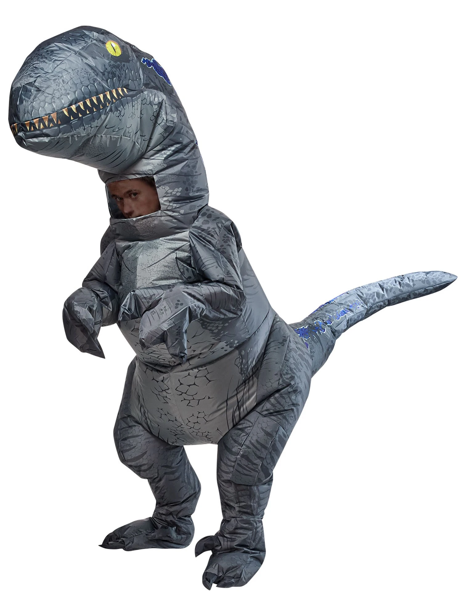 Adult Jurassic World Blue Velociraptor Inflatable Costume 1 Adult Jurassic World Blue Velociraptor Inflatable Costume