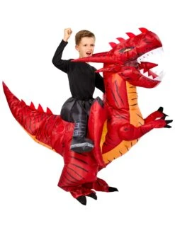 Kids' Ride On Red Dragon Light Up Inflatable Costume