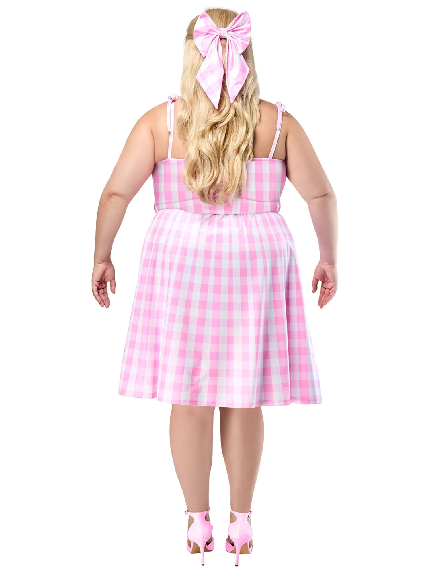 Women's Plus Size Barbie Movie Perfect Day Pink Gingham Dress 3 Women's Plus Size Barbie Movie Perfect Day Pink Gingham Dress - Image 3