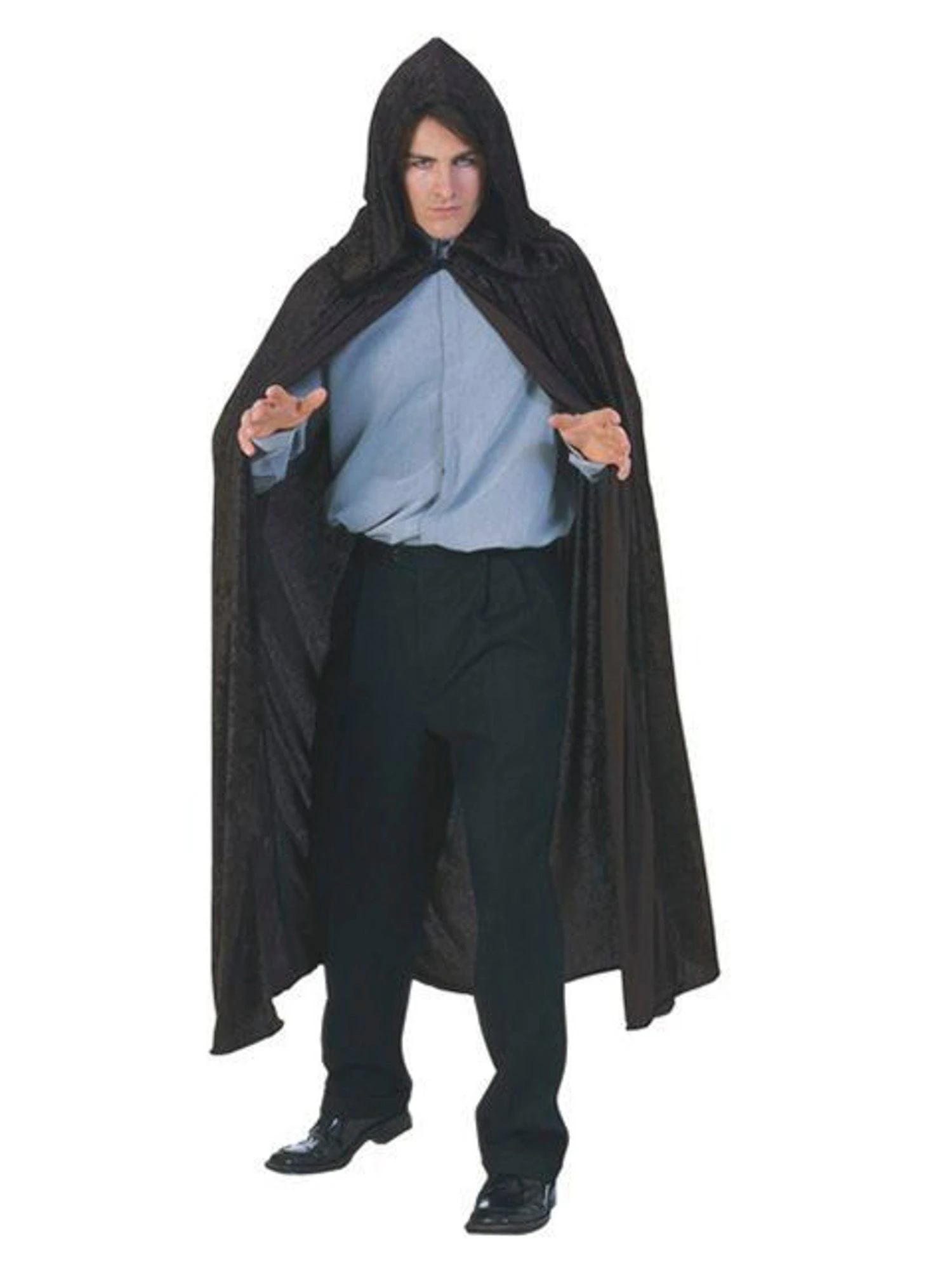 Hooded Velvet Black Cape Adult Costume 1 Hooded Velvet Black Cape Adult Costume