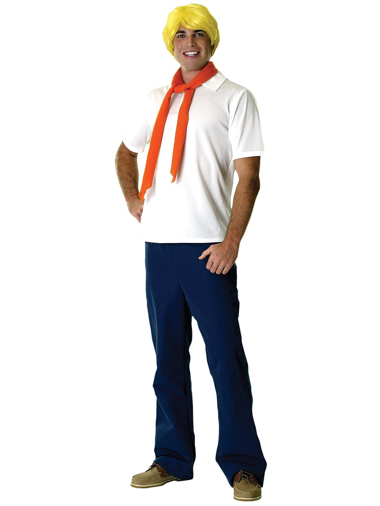 Men's Scooby-Doo Fred Costume With Wig 1 Men's Scooby-Doo Fred Costume With Wig