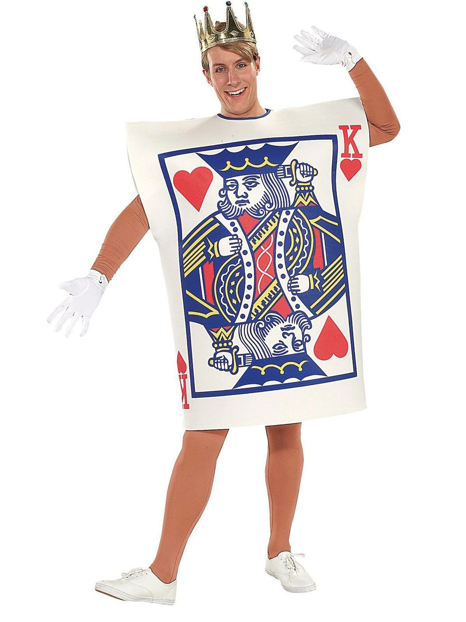 Adult King Of Hearts Playing Card Costume And Crown 1 Adult King Of Hearts Playing Card Costume And Crown