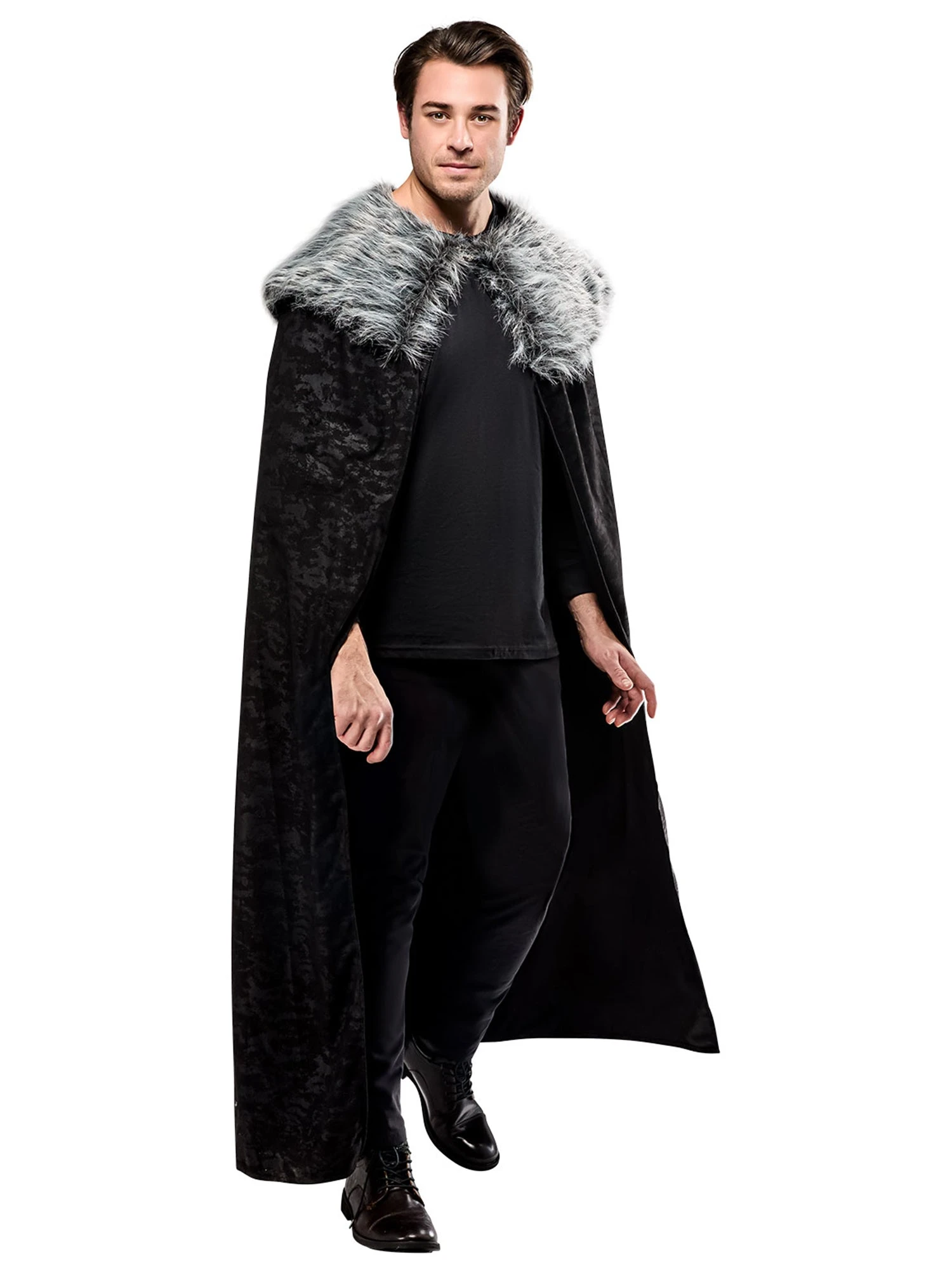 Adult Black Full Length Cape With Faux Fur Collar 2 Adult Black Full Length Cape With Faux Fur Collar - Image 2