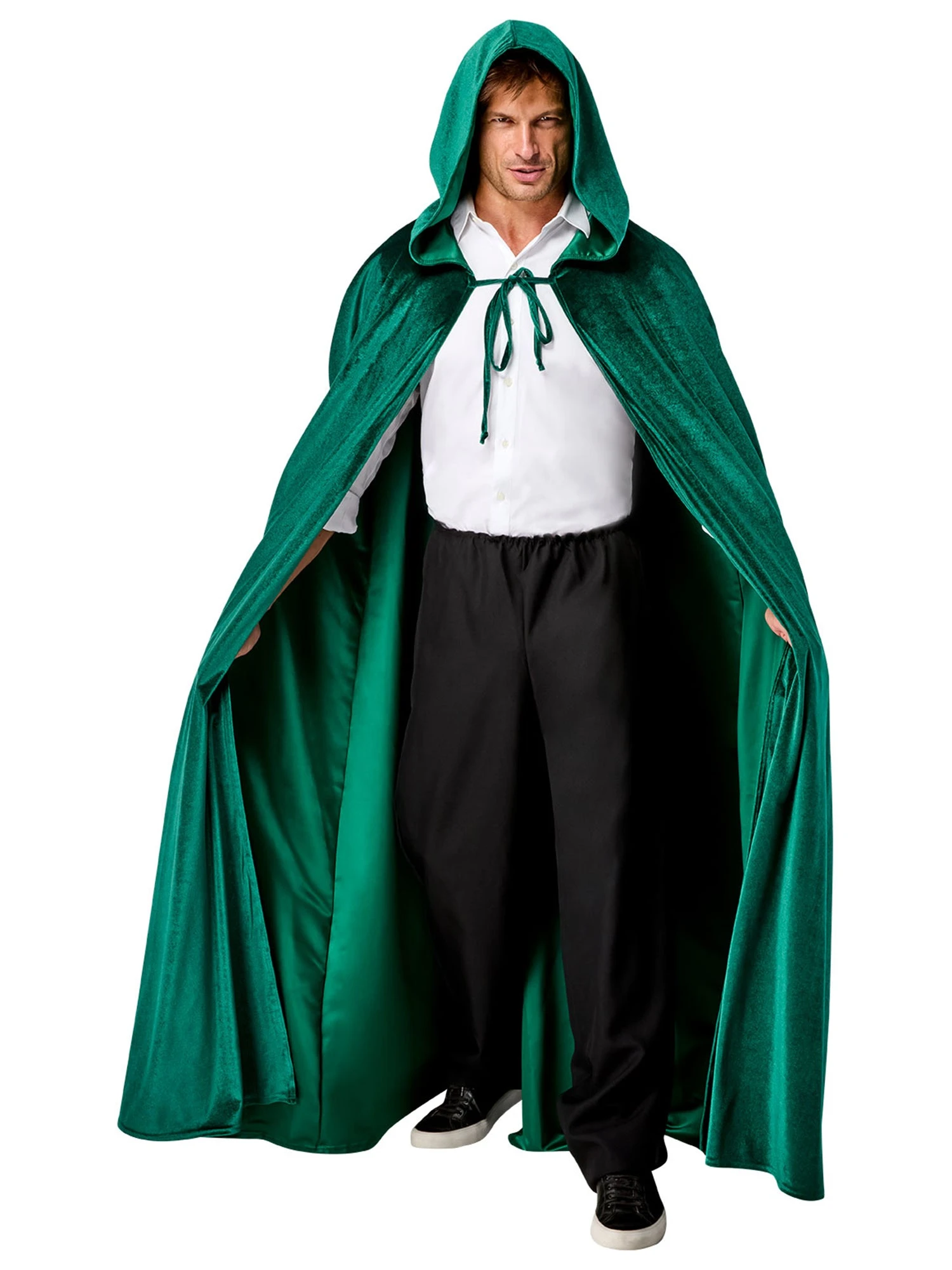 Adult Green Full Length Hooded Renaissance Cloak 1 Adult Green Full Length Hooded Renaissance Cloak