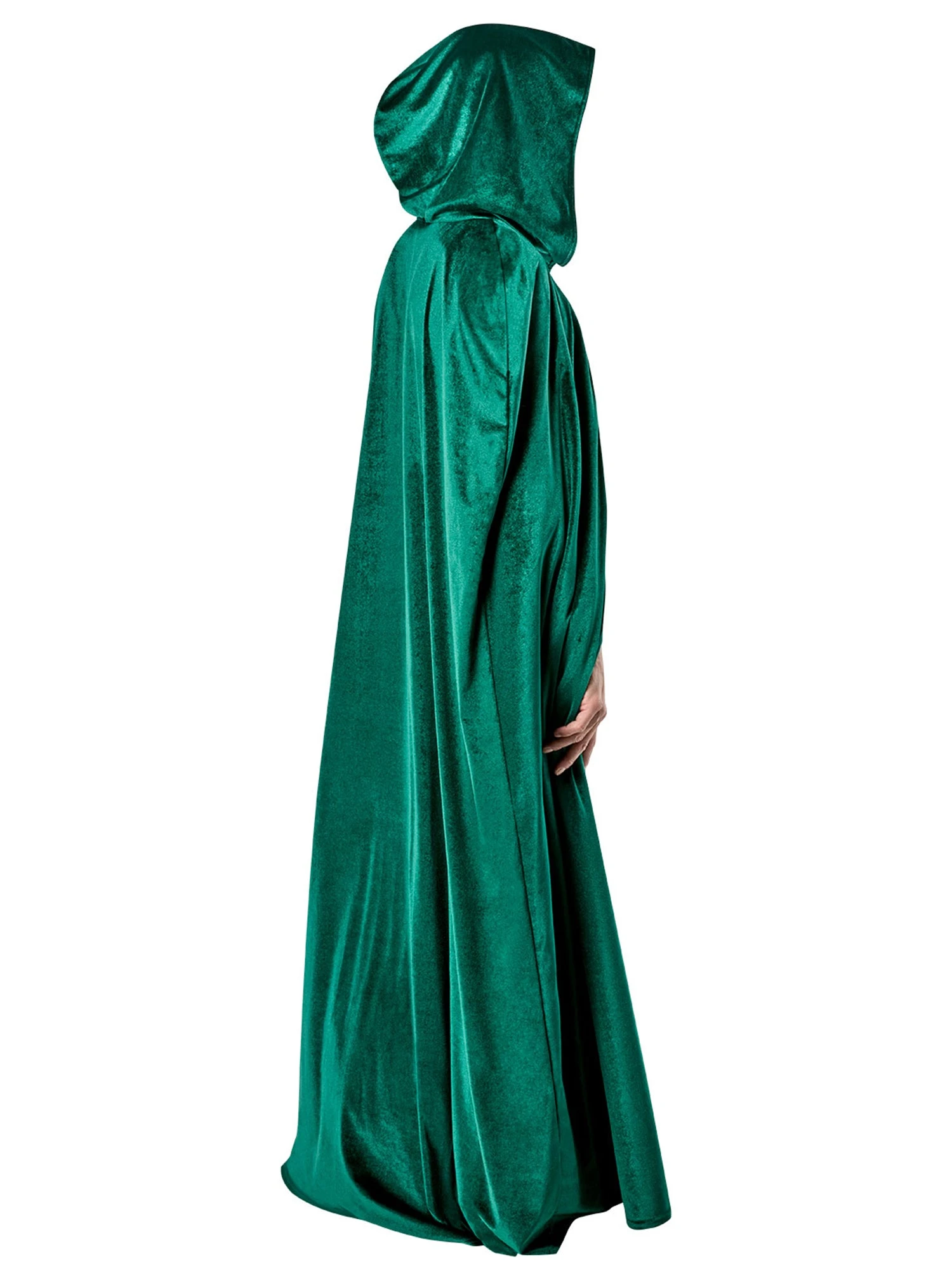 Adult Green Full Length Hooded Renaissance Cloak 2 Adult Green Full Length Hooded Renaissance Cloak - Image 2