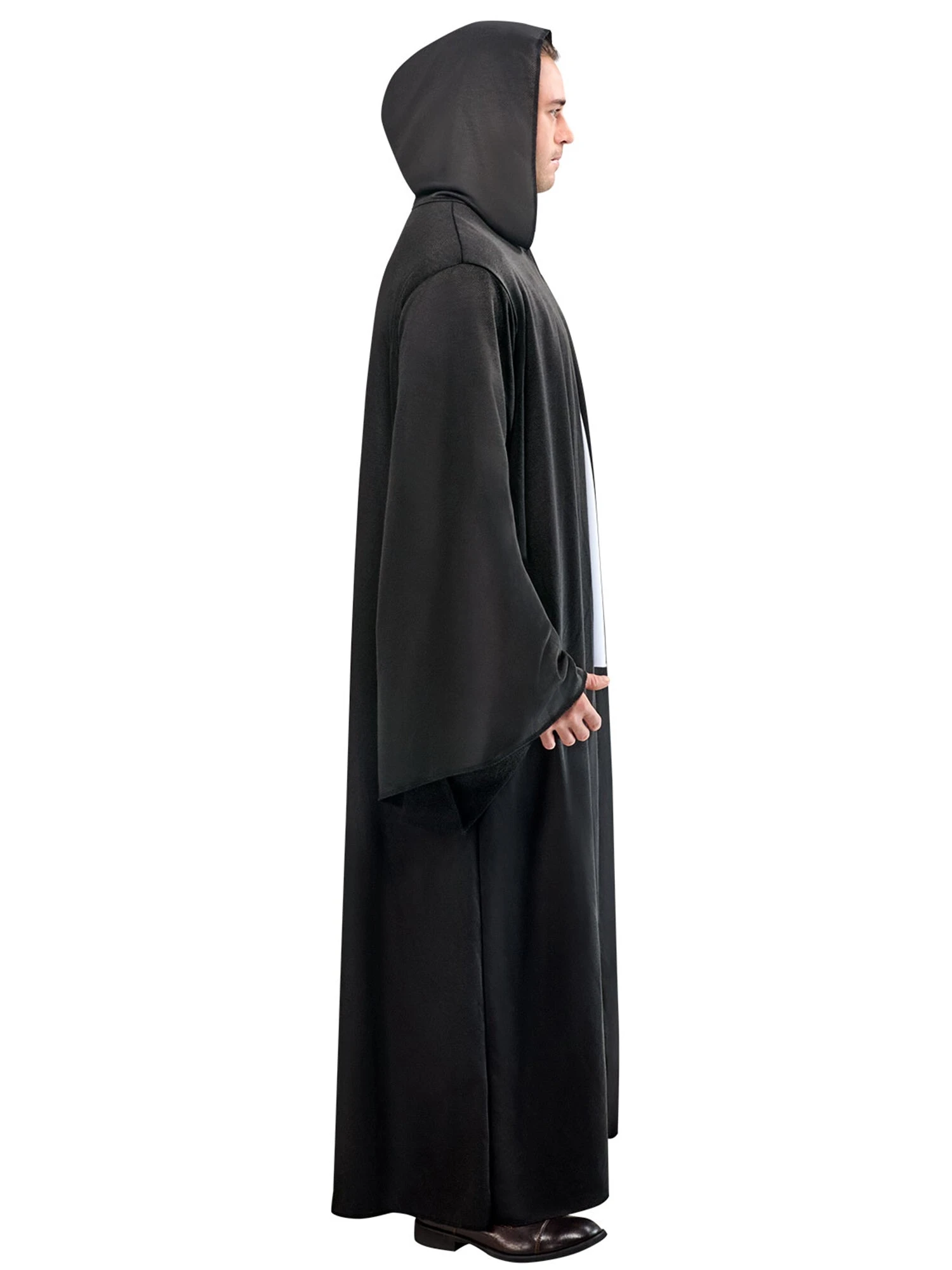 Adult Black Full Length Hooded Renaissance Cloak 2 Adult Black Full Length Hooded Renaissance Cloak - Image 2