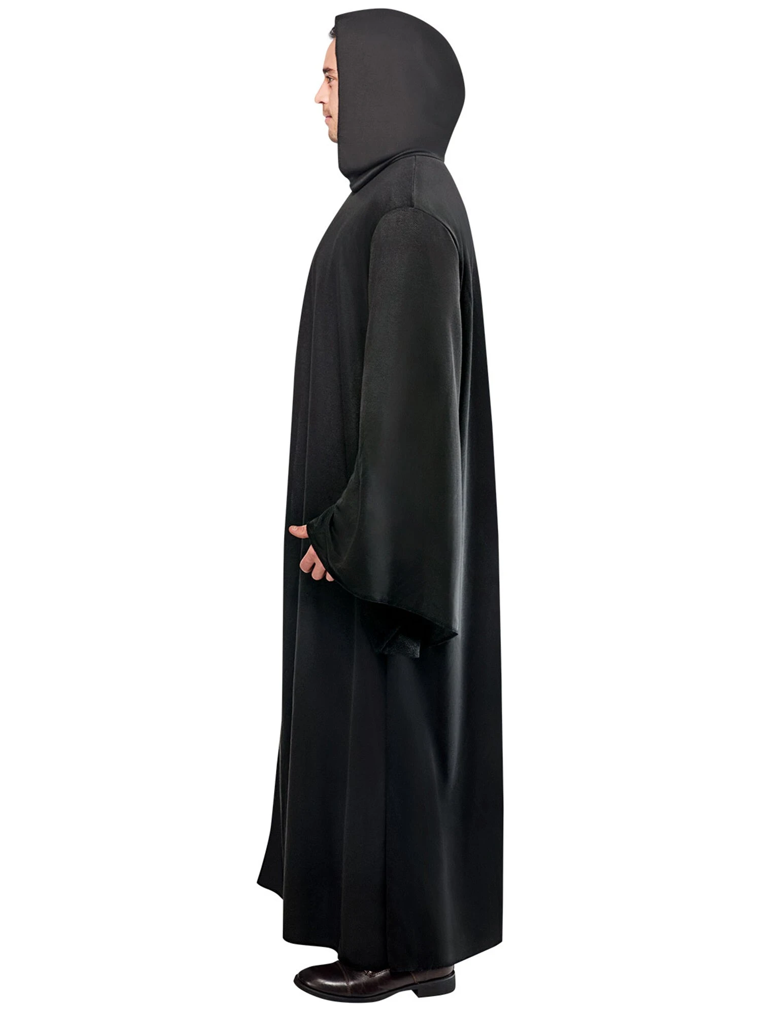 Adult Black Full Length Hooded Renaissance Cloak 4 Adult Black Full Length Hooded Renaissance Cloak - Image 4