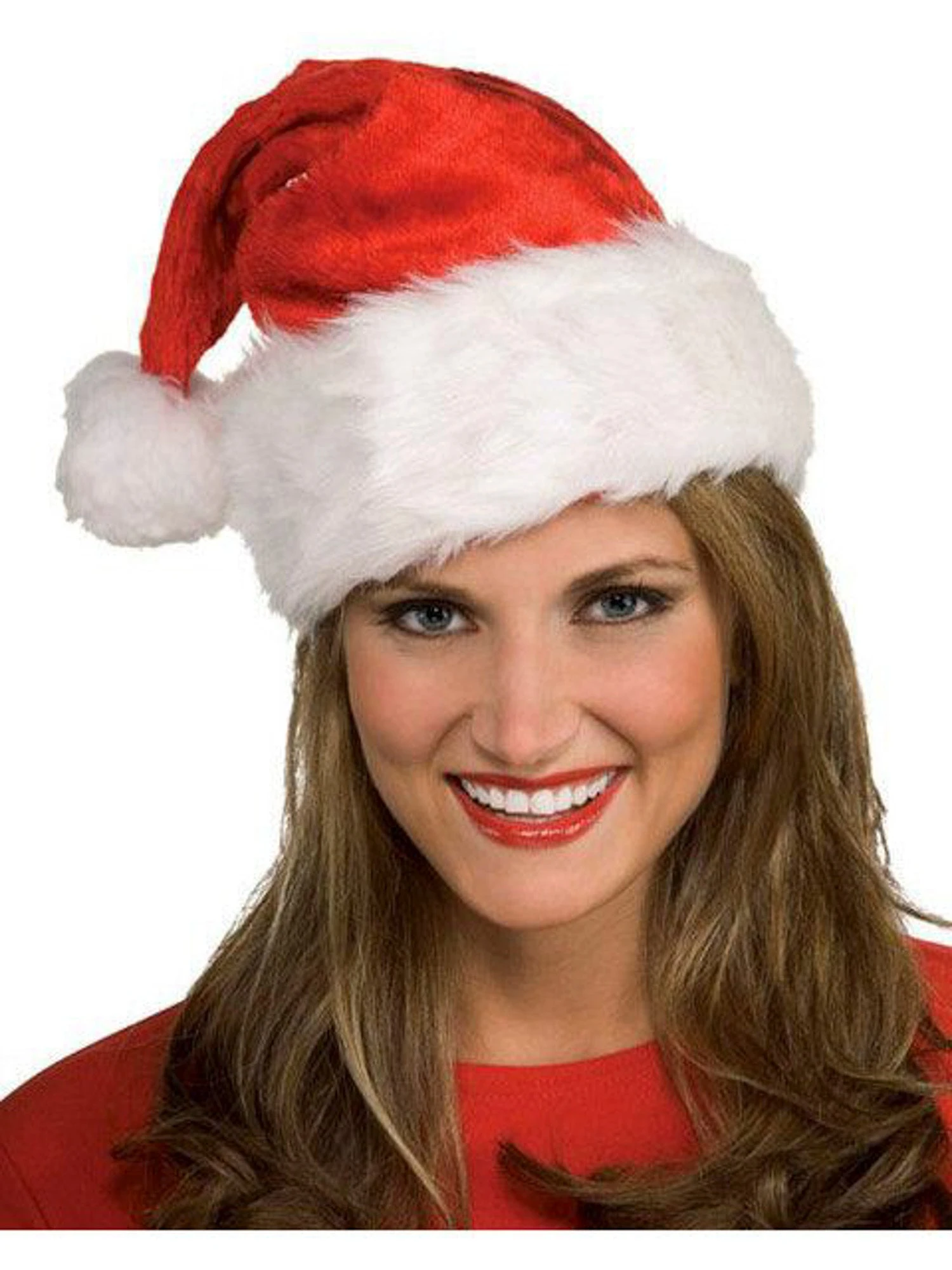 Adult Red And White Plush Santa Hat 1 Adult Red And White Plush Santa Hat