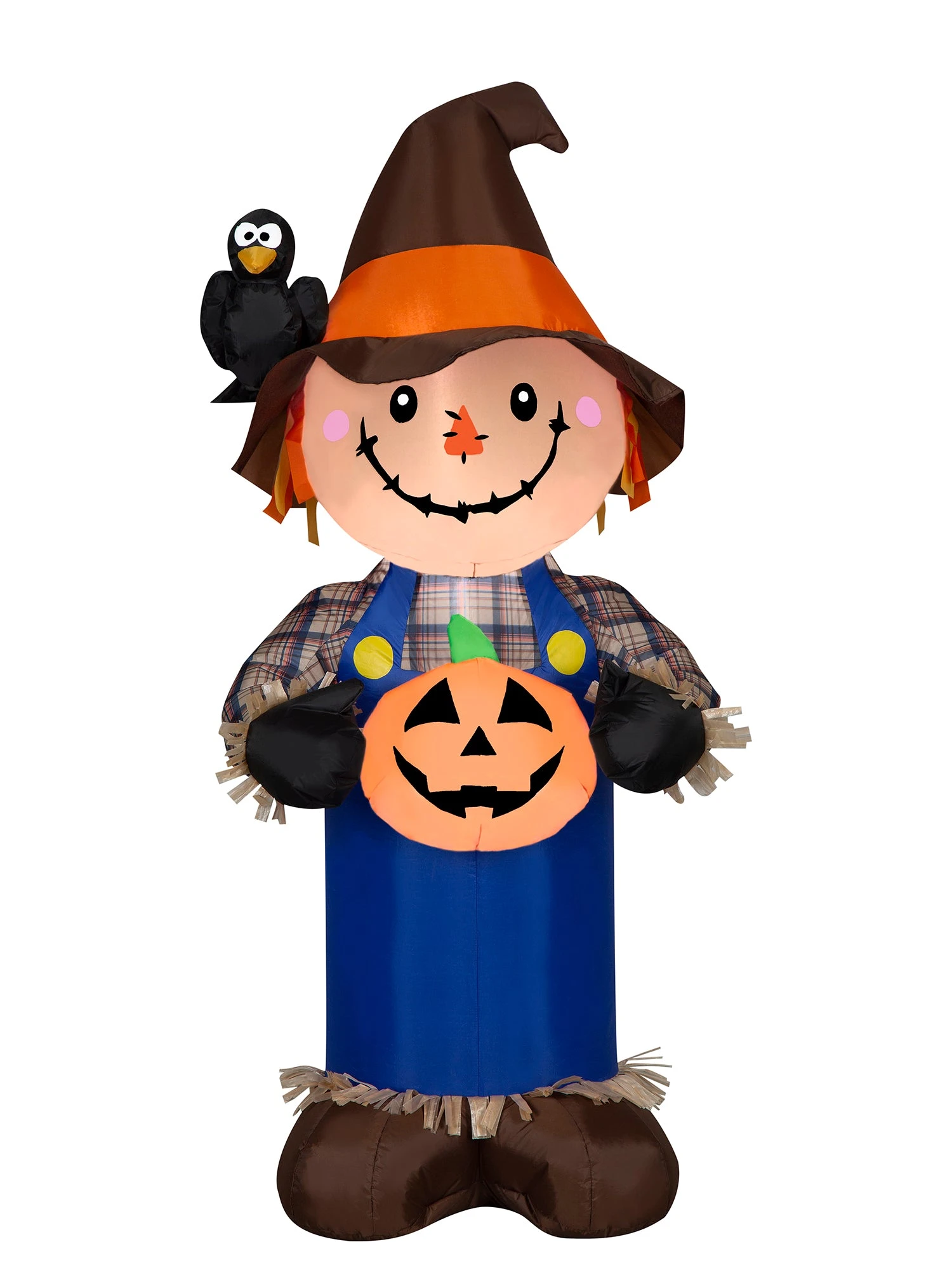 5 Foot Scarecrow With Jack-O'-Lantern Light Up Halloween Inflatable Lawn Decoration 1 5 Foot Scarecrow With Jack-O'-Lantern Light Up Halloween Inflatable Lawn Decoration