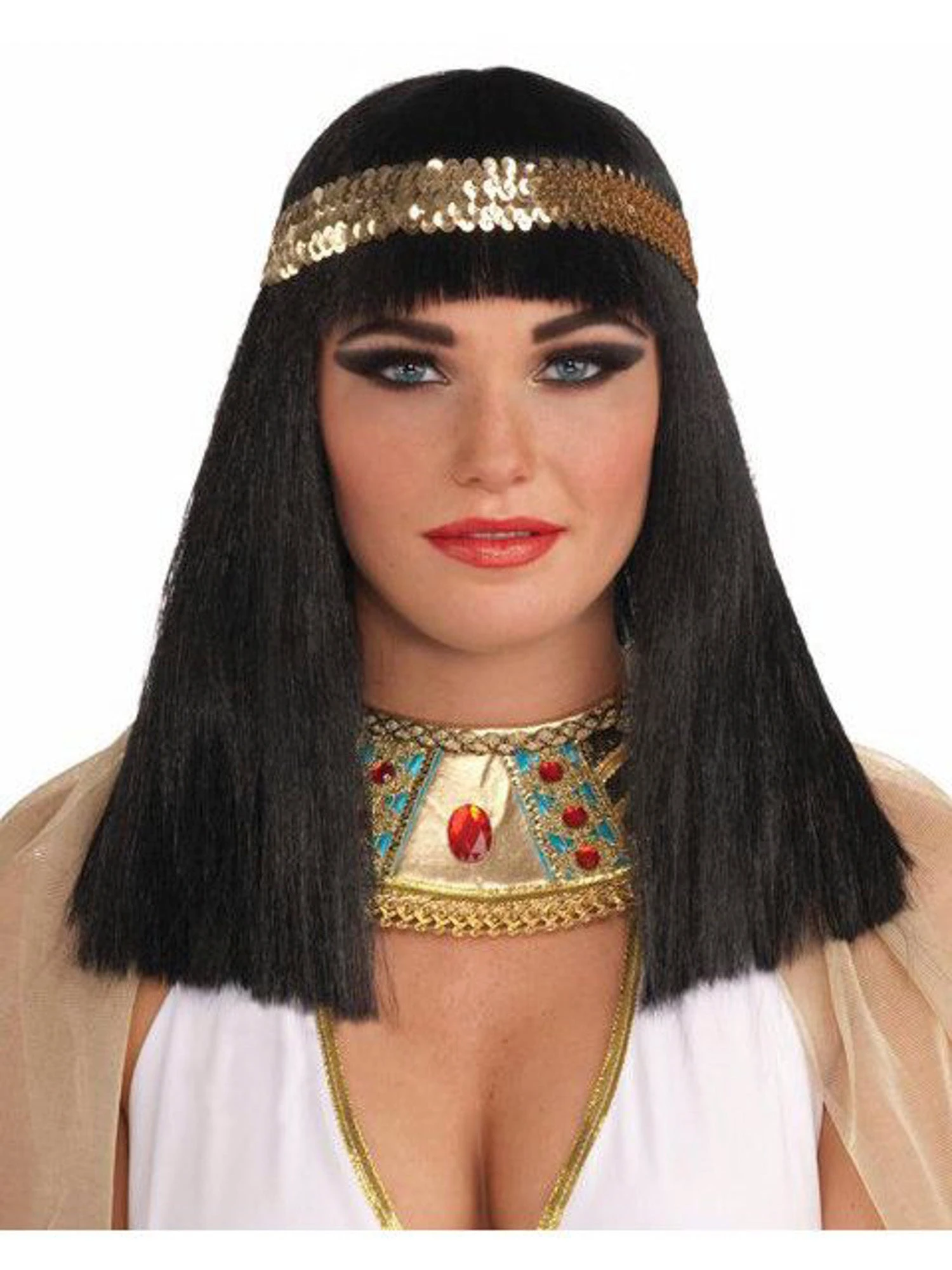 Women's Black Cleopatra Wig With Headband 1 Women's Black Cleopatra Wig With Headband