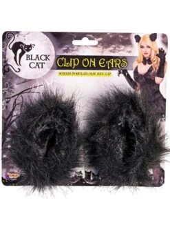 Adult Black Cat Clip On Ears - One Size
