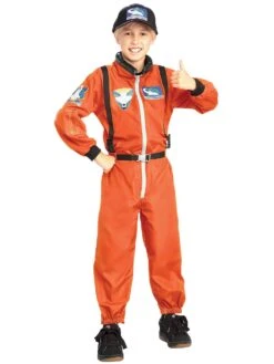 Kids' Orange Astronaut Jumpsuit And Hat