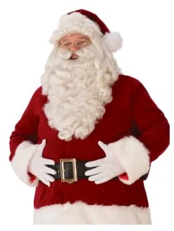 Men's White Santa Beard And Wig Set - Ultra Premium