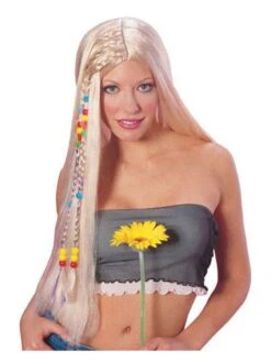Long Blonde Hippie Wig Adult