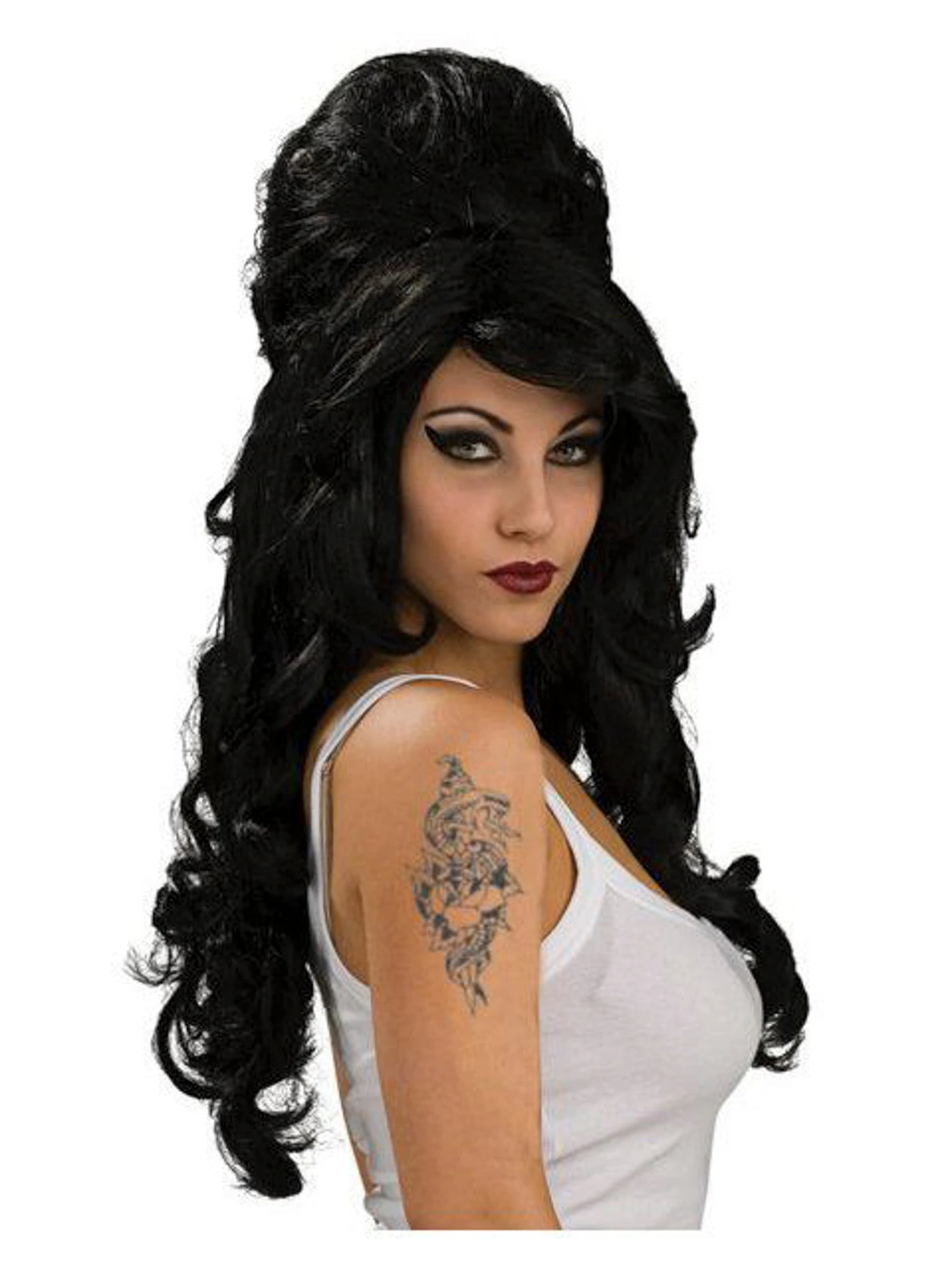 Women's Black Beehive Rehab Wig 1 Women's Black Beehive Rehab Wig