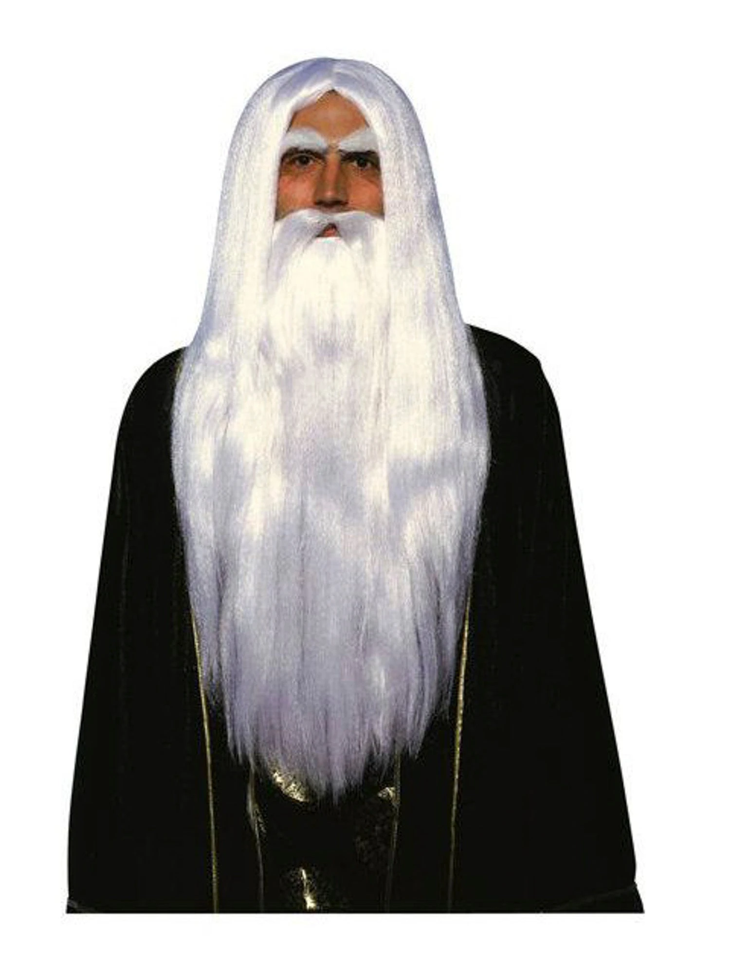 Men's White Merlin Wizard Wig And Beard Set 1 Men's White Merlin Wizard Wig And Beard Set