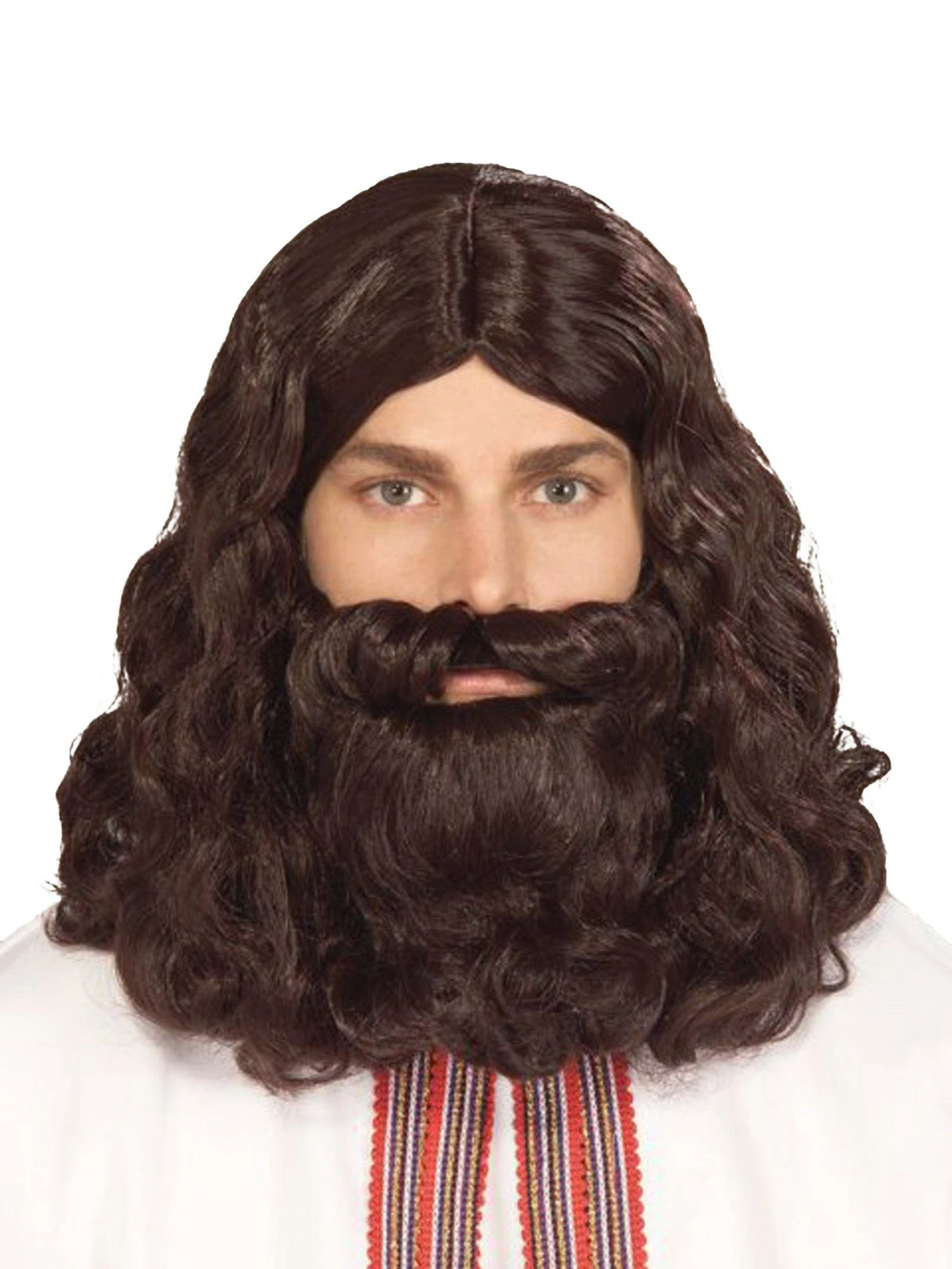 Men's Long Brown Biblical Wig And Beard Set 1 Men's Long Brown Biblical Wig And Beard Set