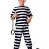 Kids' Black And White Striped Jailbird Costume