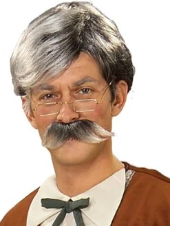 Men's Gray Geppetto Mustache And Wig