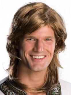 Men's Brown 1970's Shag Wig