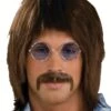 Men's Brown 1960's Hippie Singer Wig