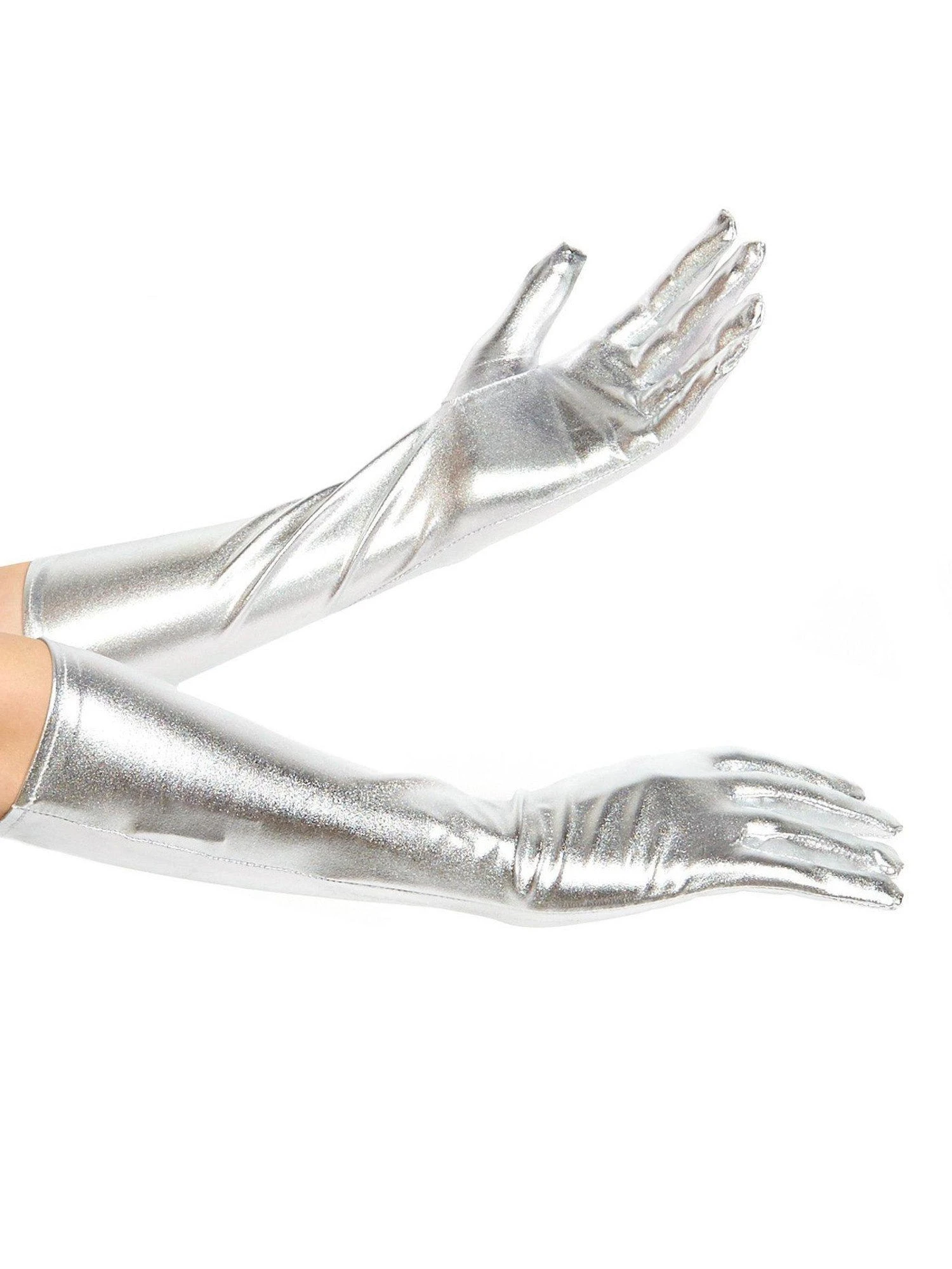 Women's Silver Lame Gloves 1 Women's Silver Lame Gloves
