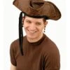 Adult Brown Distressed Pirate Hat With Beads