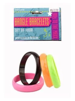 Women's Black And Neon 1980's Bangle Bracelet Set
