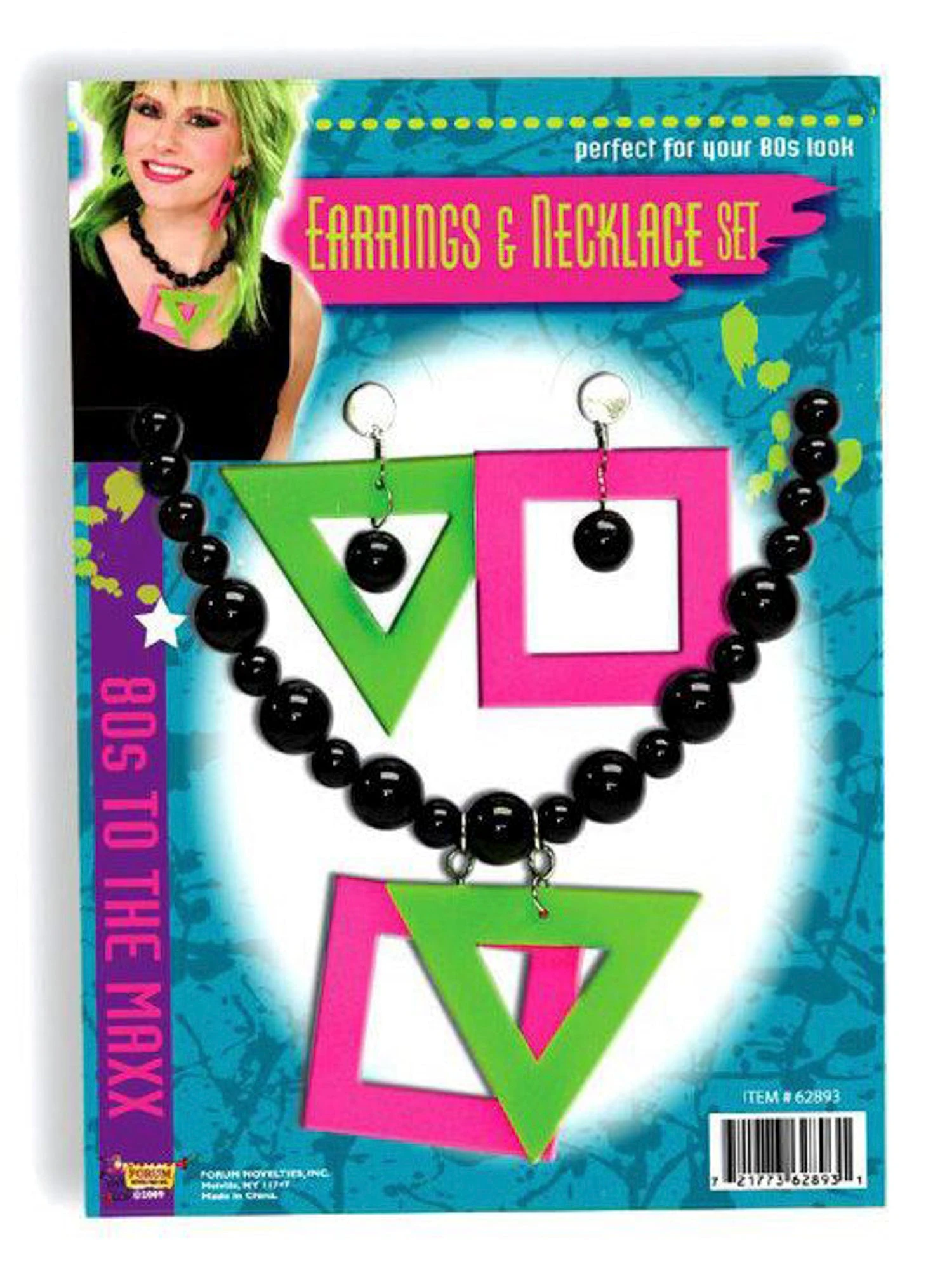 Women's Black And Neon Earring And Necklace Set 1 Women's Black And Neon Earring And Necklace Set