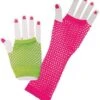 Women's Neon 1980's Fishnet Glove Set