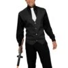 Men's Black Gangster Shirt With Vest And Tie