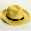 Adult Yellow Fedora With Black Trim