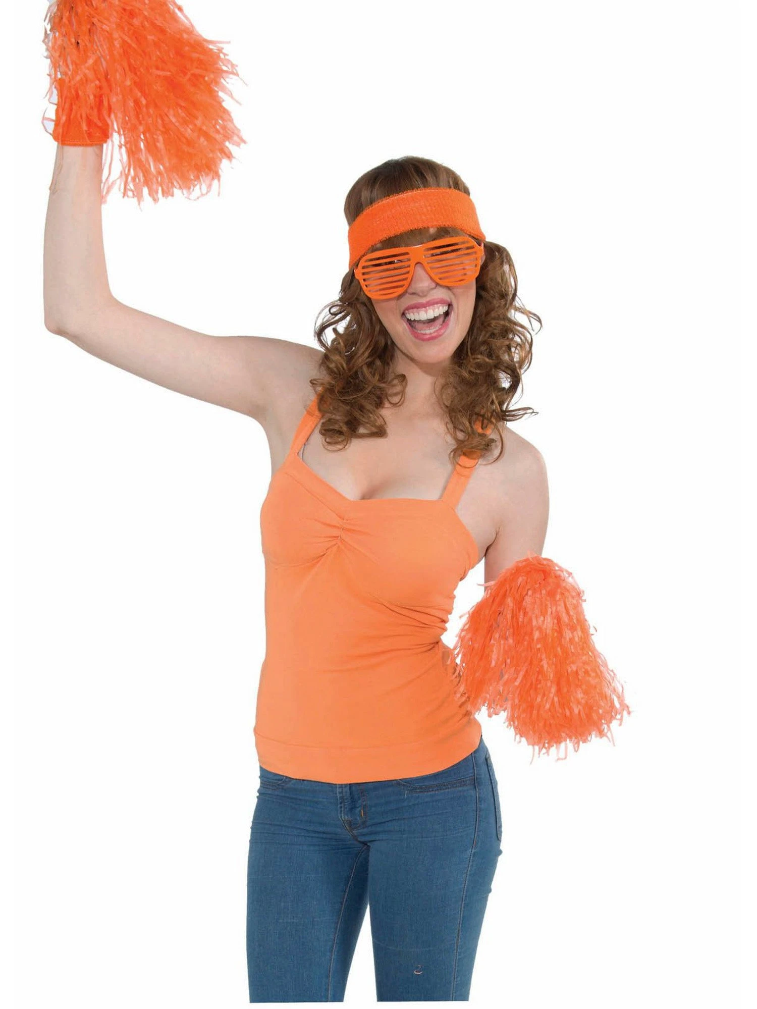 Girl's Orange Cheerleader Kit 2 Girl's Orange Cheerleader Kit - Image 2