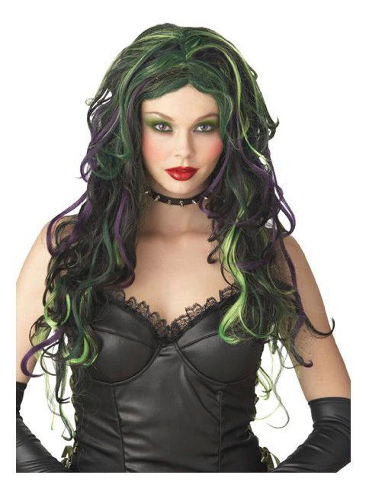 Multicolor Witch Black Purple And Green Wig Adult 1 Multicolor Witch Black Purple And Green Wig Adult