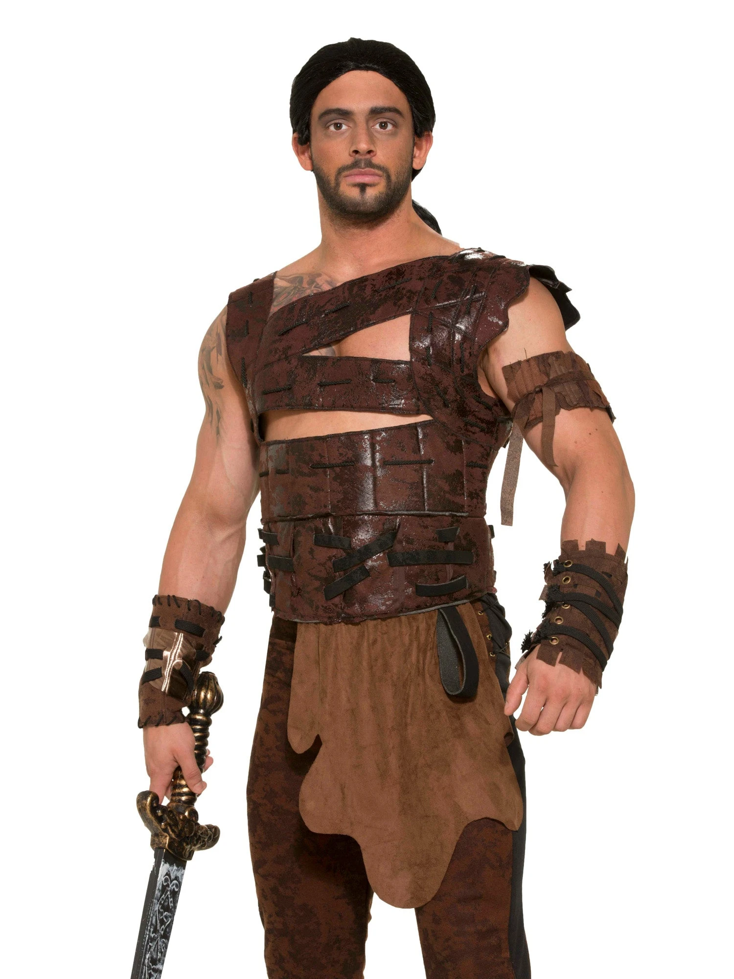 Men's Brown Faux Leather Warrior Armor 1 Men's Brown Faux Leather Warrior Armor