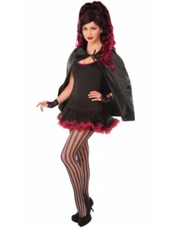 Adult Black Satiny Short Cape