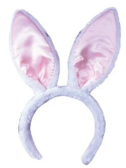 Adult White And Pink Bunny Ear Headpiece