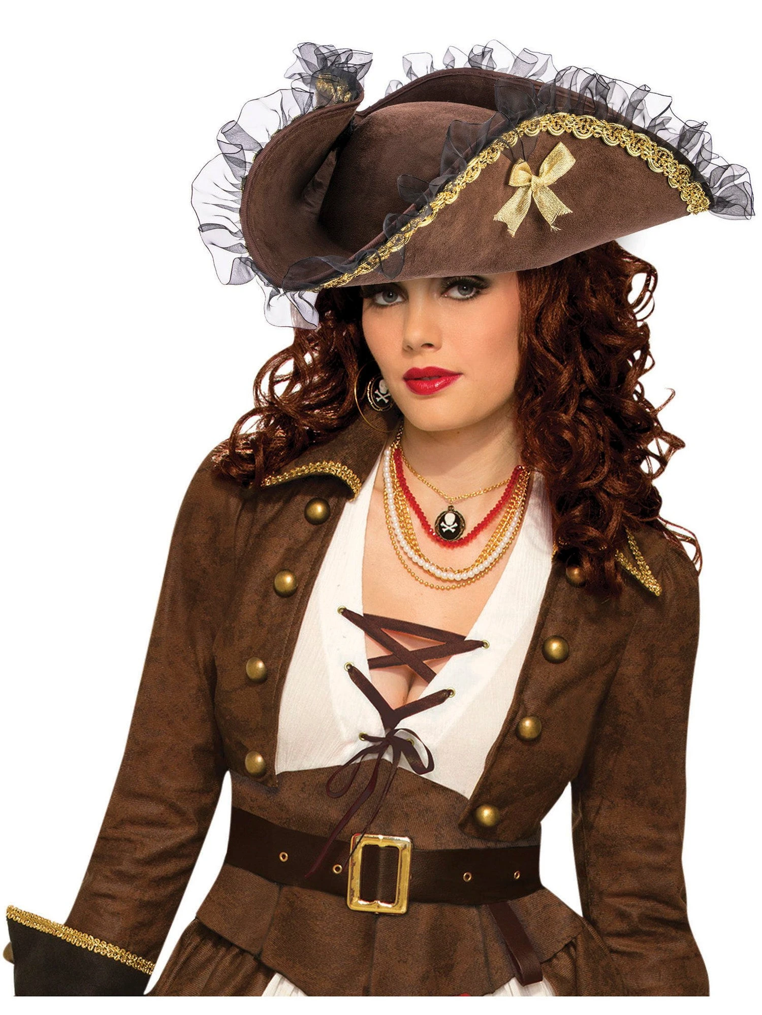 Adult Brown Pirate Tricorn Hat 1 Adult Brown Pirate Tricorn Hat