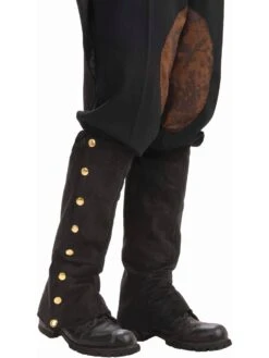 Adult Black Steampunk Gold Studded Spats