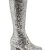 Kids Silver Glitter Gogo Boots