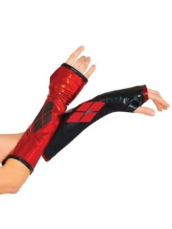Women's Black And Red DC Comics Harley Quinn Fingerless Gloves