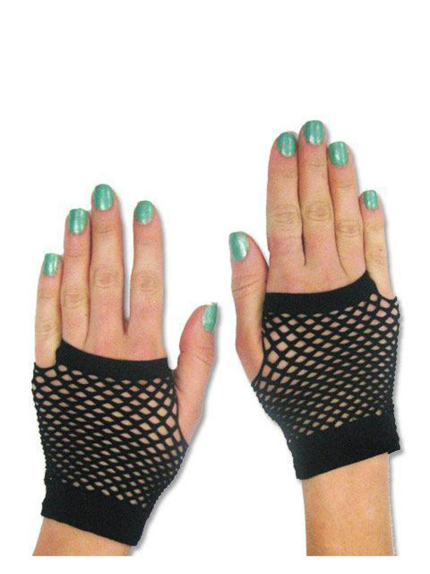 Women's Short Black Mesh Fingerless Gloves 1 Women's Short Black Mesh Fingerless Gloves