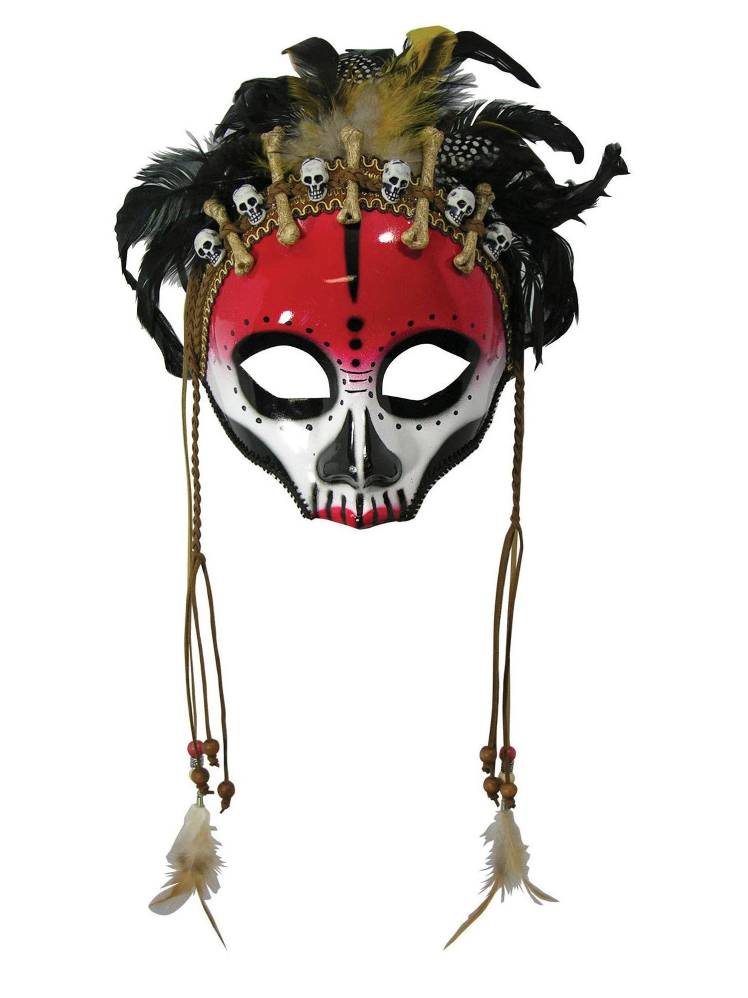 Adult Voodoo Face Mask With Feathers 1 Adult Voodoo Face Mask With Feathers