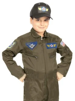 Kids' Junior Fighter Pilot Jumpsuit And Hat 6 Kids' Junior Fighter Pilot Jumpsuit And Hat -Costume Supercenter Store axfp 3