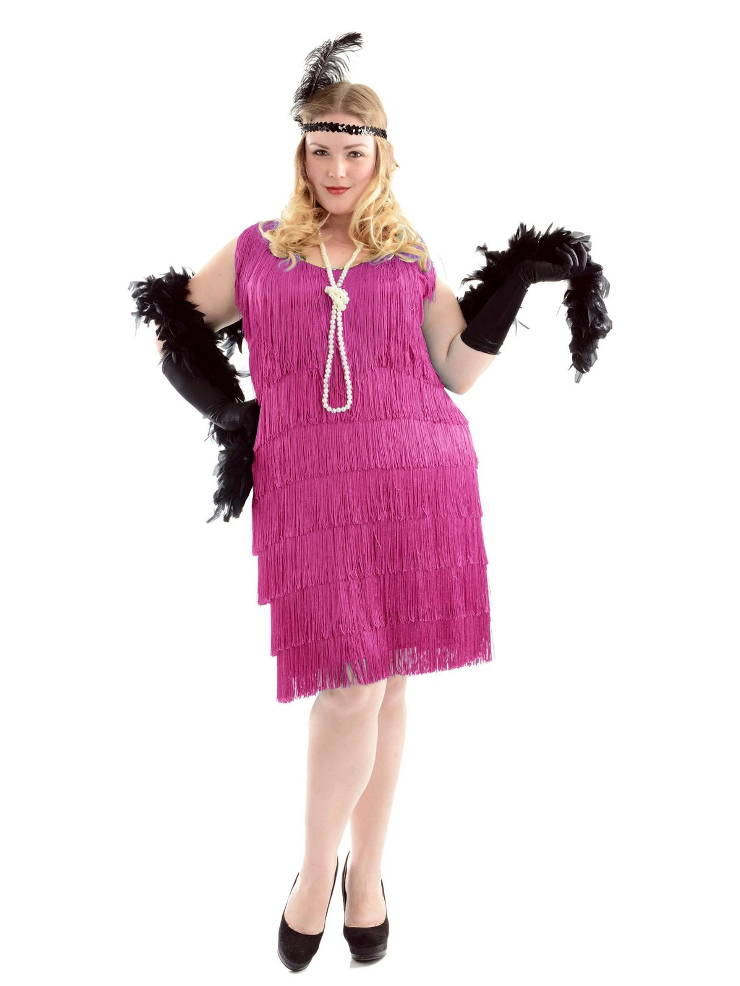 Fuchsia Fashion Flapper Plus Size Dress For Women 1 Fuchsia Fashion Flapper Plus Size Dress For Women