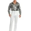 Silver Nail Head Disco Shirt For Men