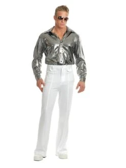 Silver Nail Head Disco Shirt For Men
