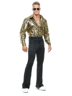 Men's Gold Leopard Disco Shirt
