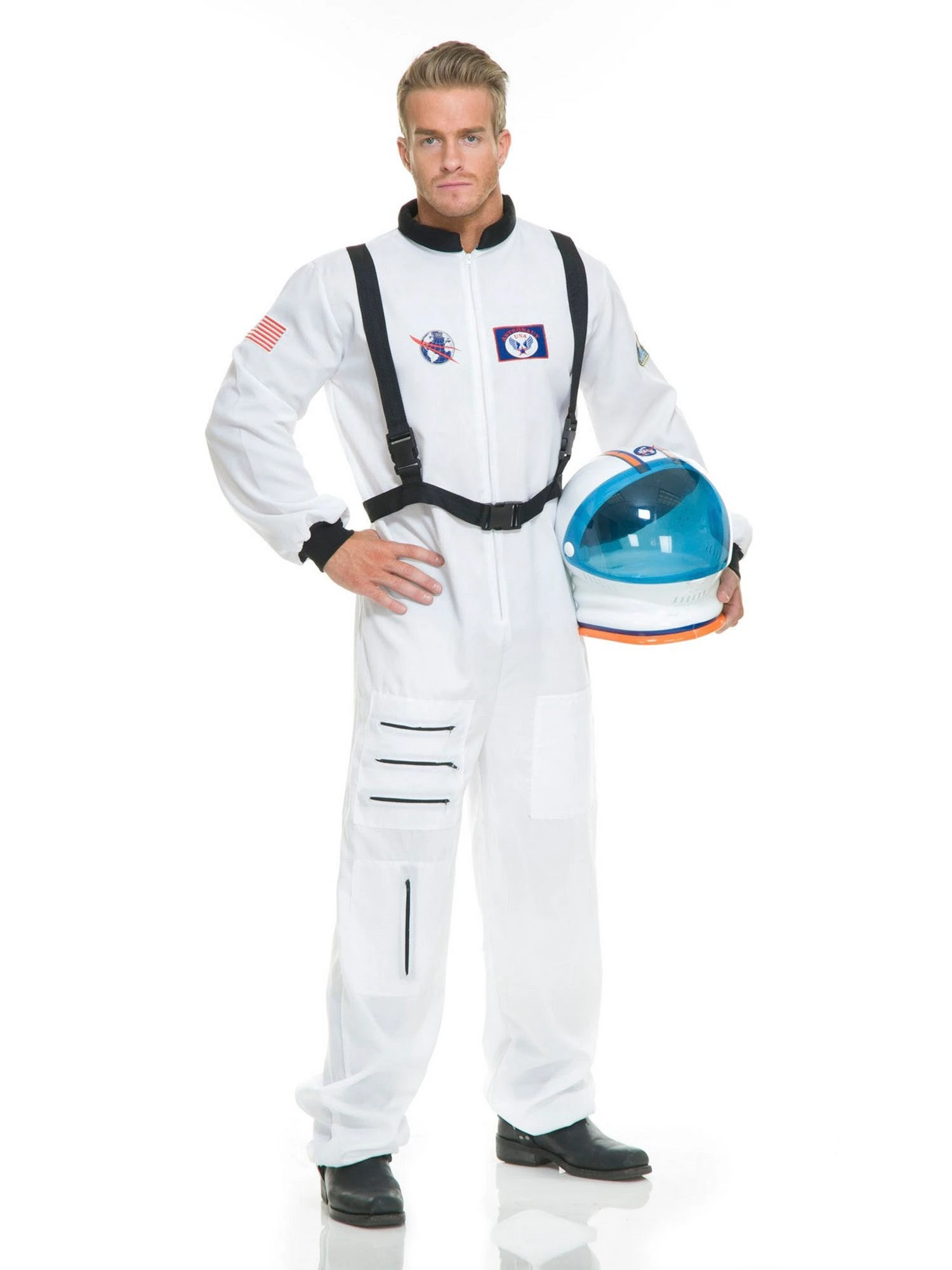 Men's White Astronaut Jumpsuit Costume 1 Men's White Astronaut Jumpsuit Costume