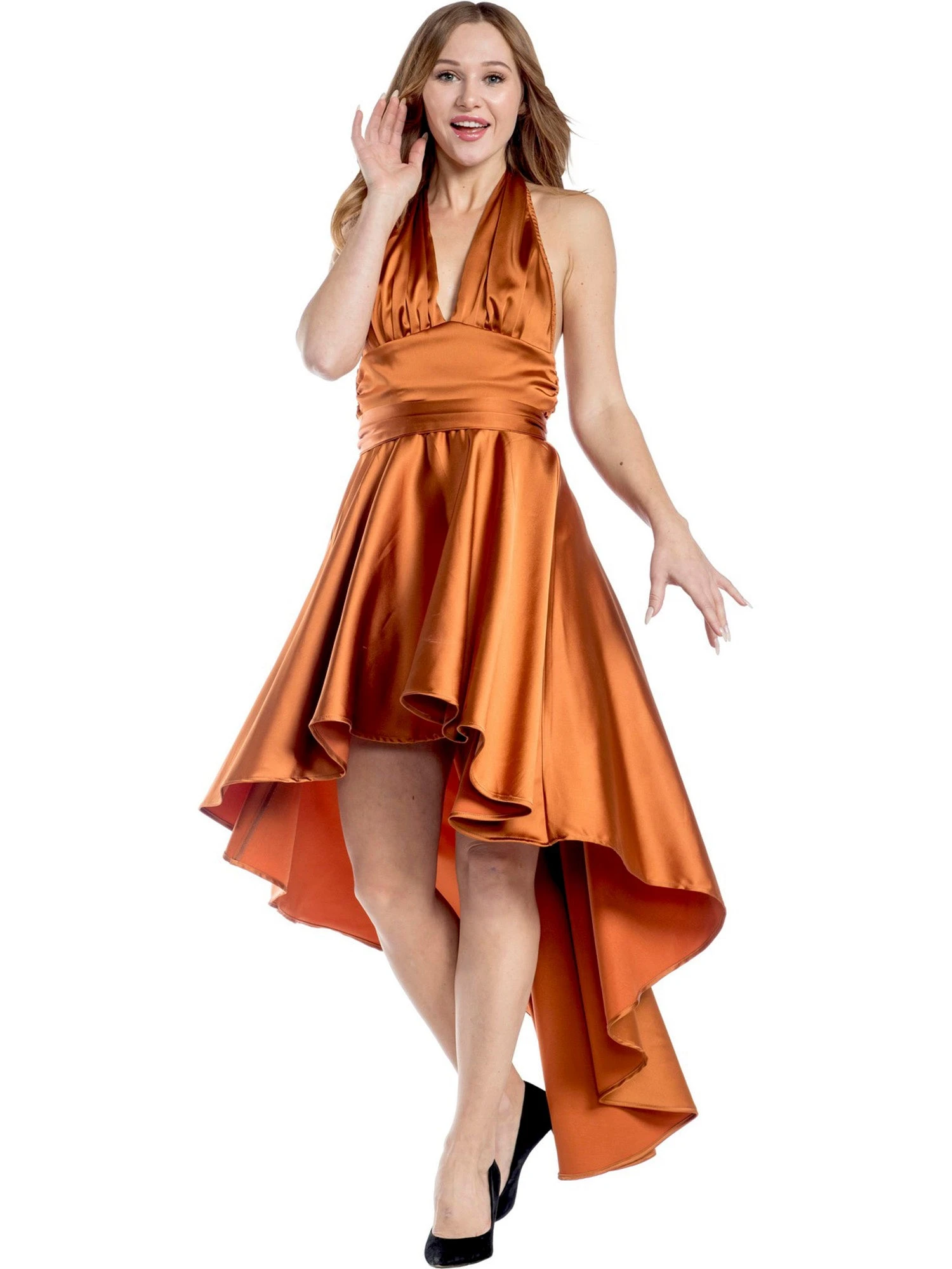 Women's Burnt Orange Disco Dress 1 Women's Burnt Orange Disco Dress